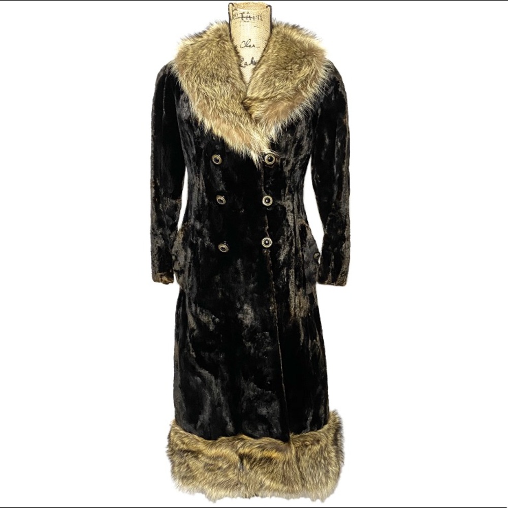 Vintage Double Breasted Victorian Brown Fur Coat - Picture 1 of 11